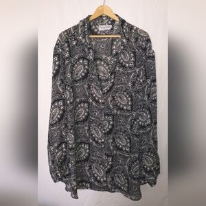Diane Von Furstenberg Black and White Paisley Blouse 2X Women's Plus Size
